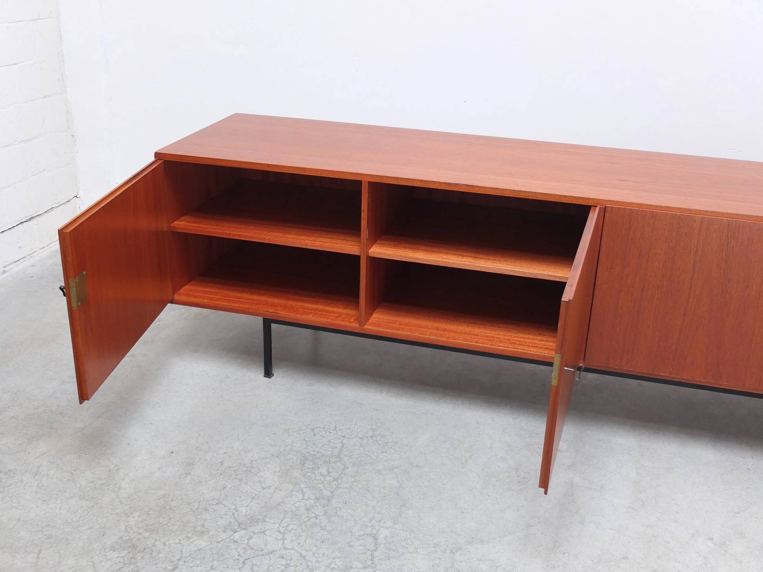 Large modernist teak sideboard in the style of Dieter Waeckerlin, 1960s