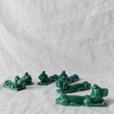 Portes couteaux caniche céramique barbotine émaillé vert