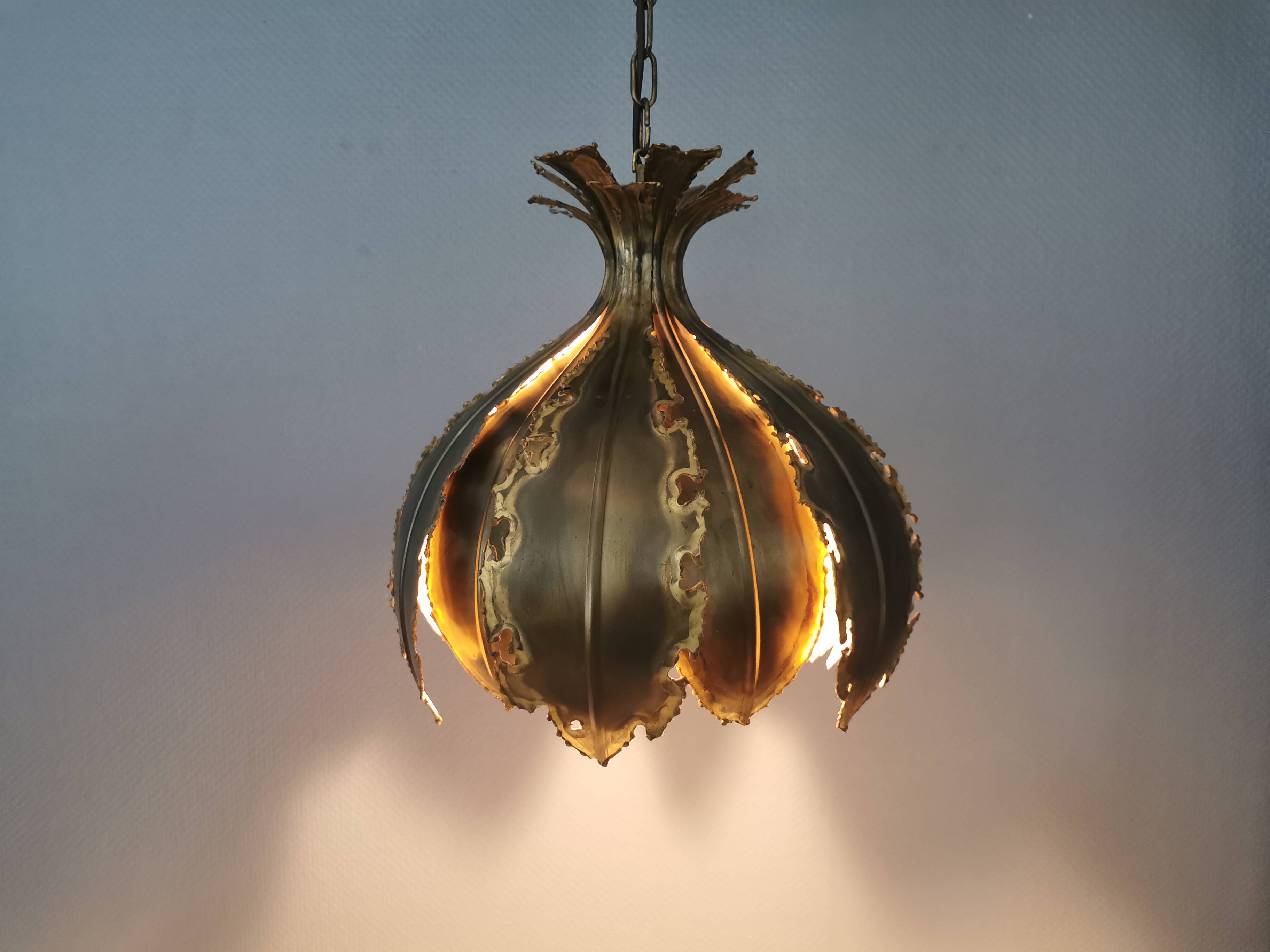 Large Brutalist hanging lamp by Svend Aage Holm Sørensen (SAHS) Denmark 60s