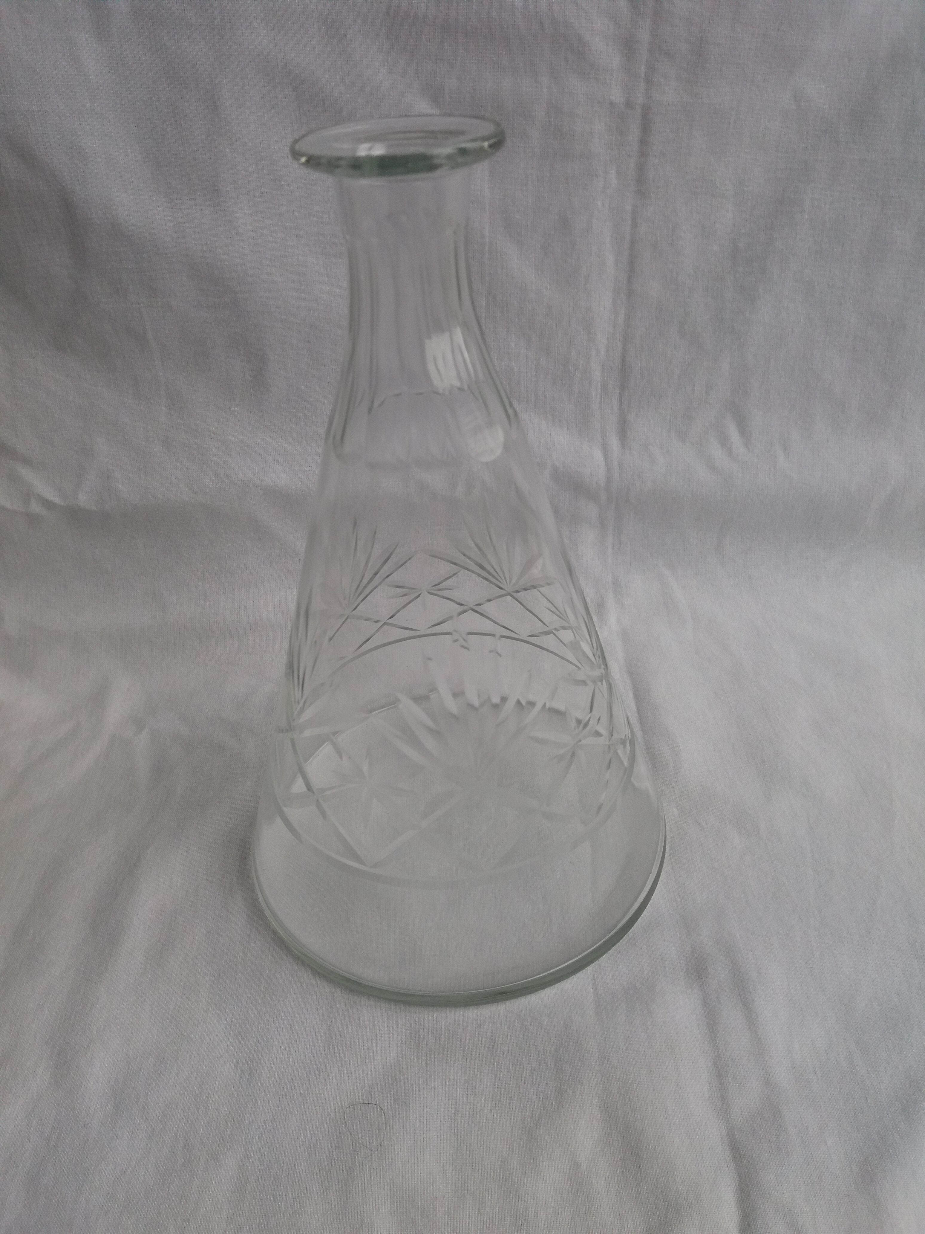 Carved blown glass decanter