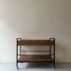 Rolling serving table in wood and black metal by Pierre Guariche for Meurop, design 1960