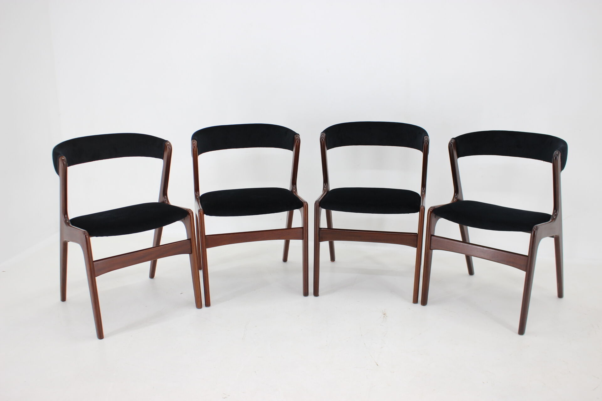1960s Danish Teak Dining Chairs in Black Velvet