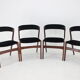 1960s Danish Teak Dining Chairs in Black Velvet