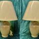 Paire de Lampe en céramique crème années 1980 style art déco miami light 73