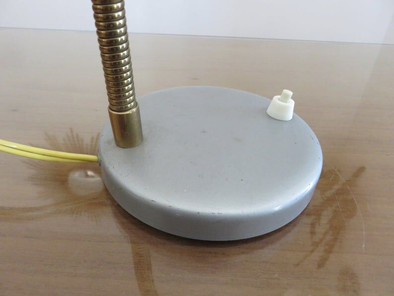 Silver grey metal lamp 50 60s