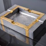 Brutalist ashtray by David Marshall, bronze and brass, Spain, 1970