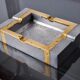 Brutalist ashtray by David Marshall, bronze and brass, Spain, 1970
