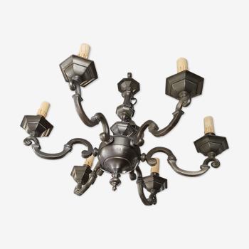 Grey patinated bronze chandelier