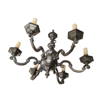 Grey patinated bronze chandelier