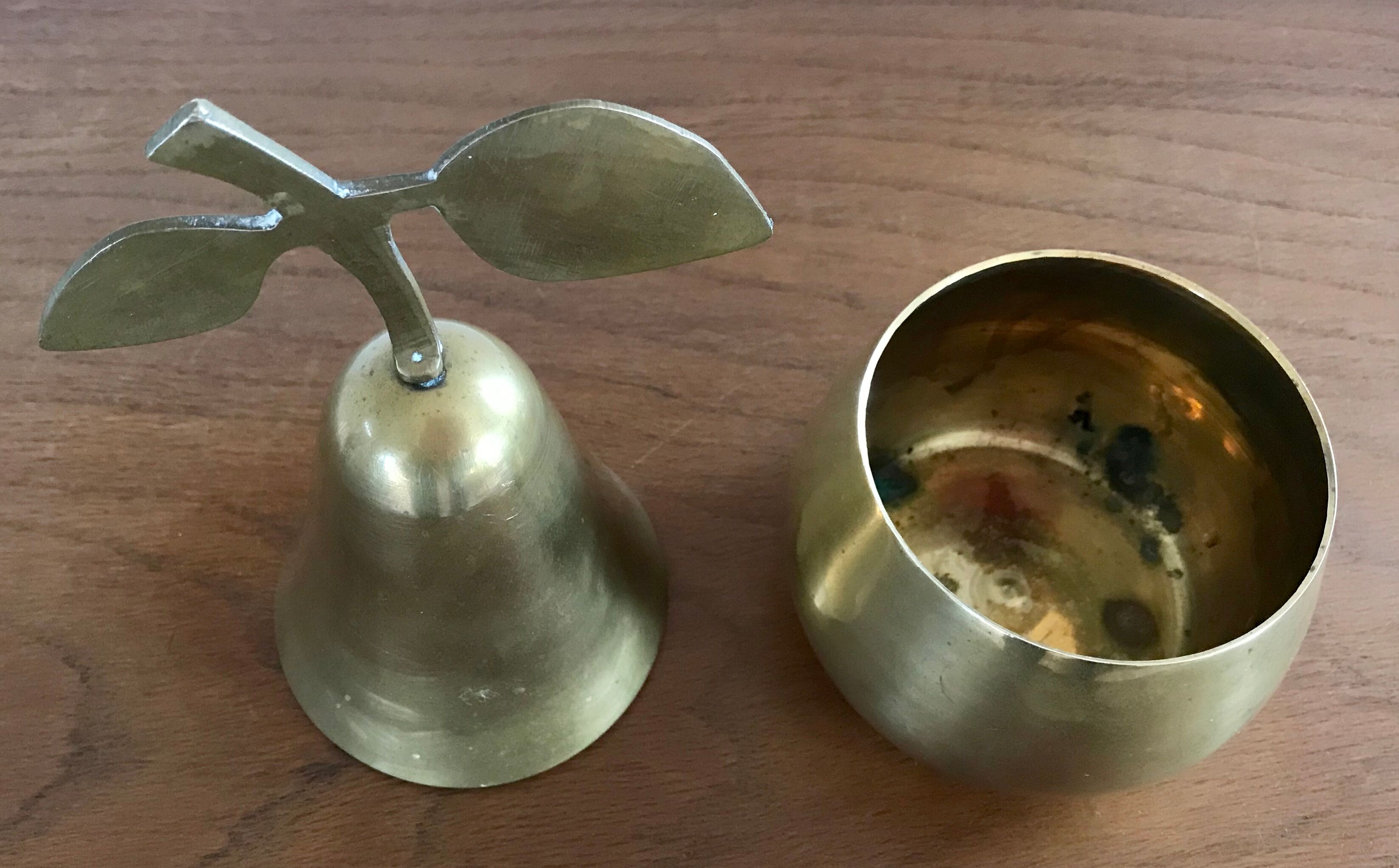 Void pear pocket vintage brass