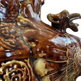 Important Longchamp Griffon vase in golden ceramic