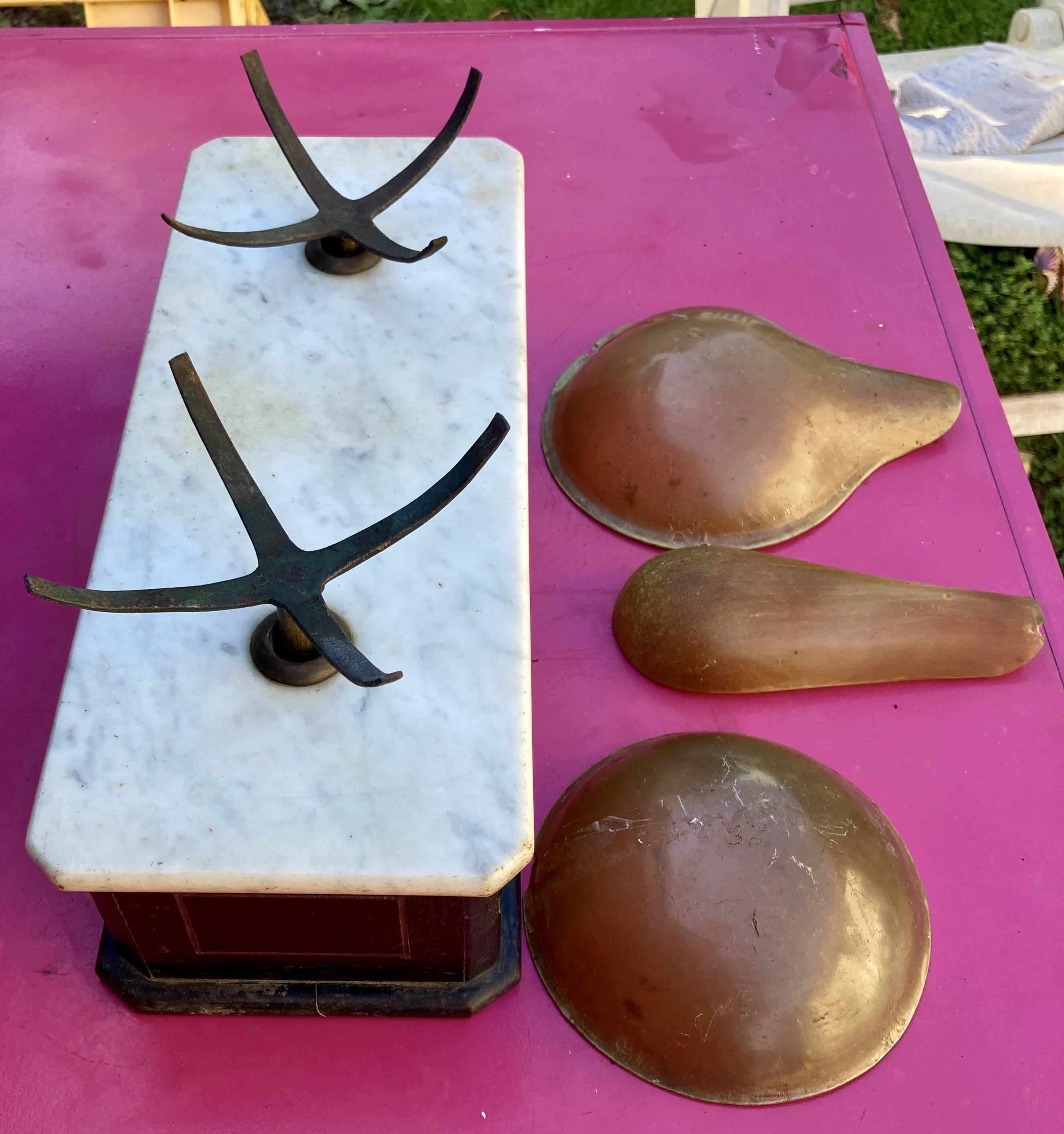 Old tobacco scale, or Apothecary horn trays