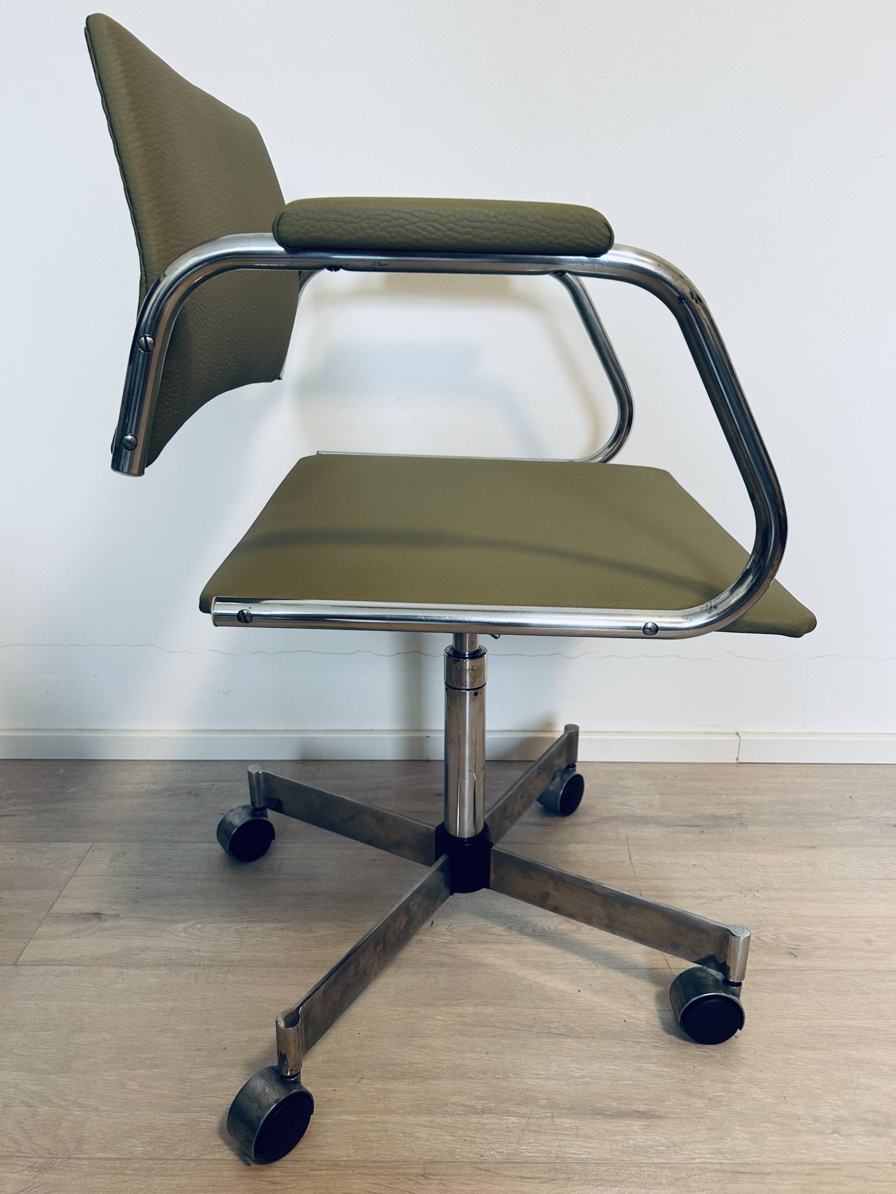 Vintage Light Olive Office Arm Chair by Kovona from Czechoslovakia 1970’s