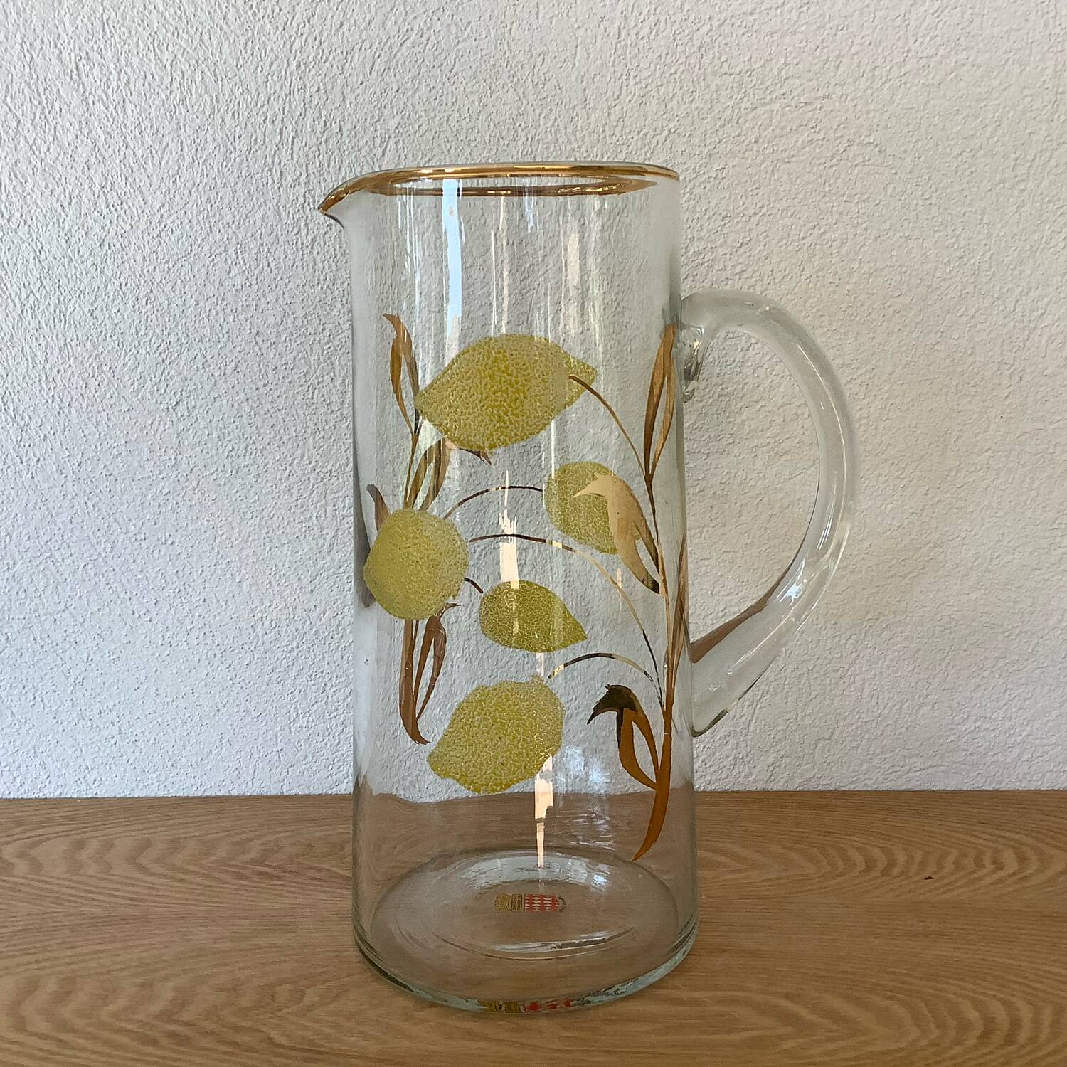 1950s-6o Gilding And Enameled Lemon Monaco Glassware decanter
