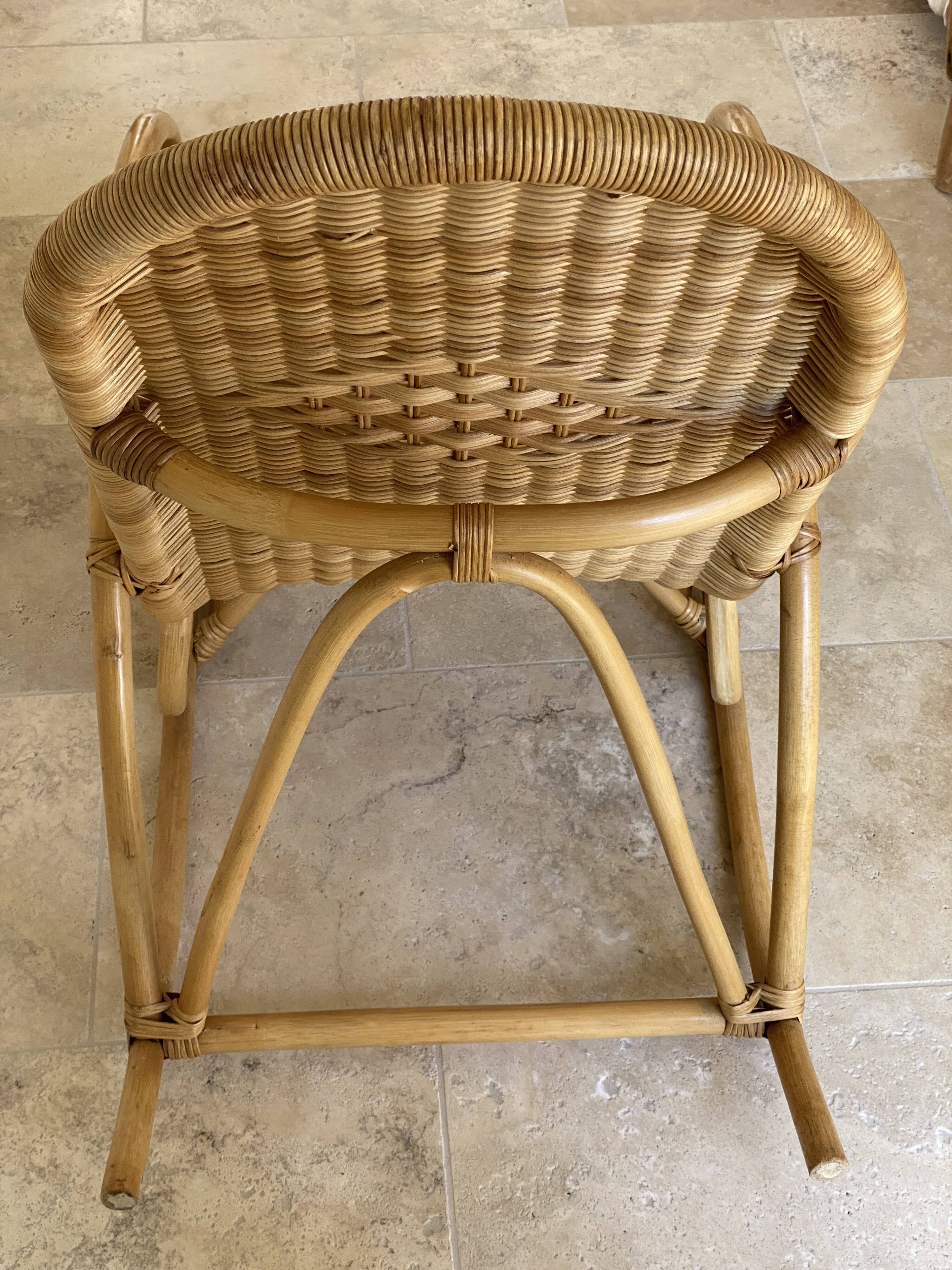 Natural rattan rocking chair.