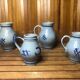 Set of 4 blue ceramic pitchers 25 & 50cl vintage