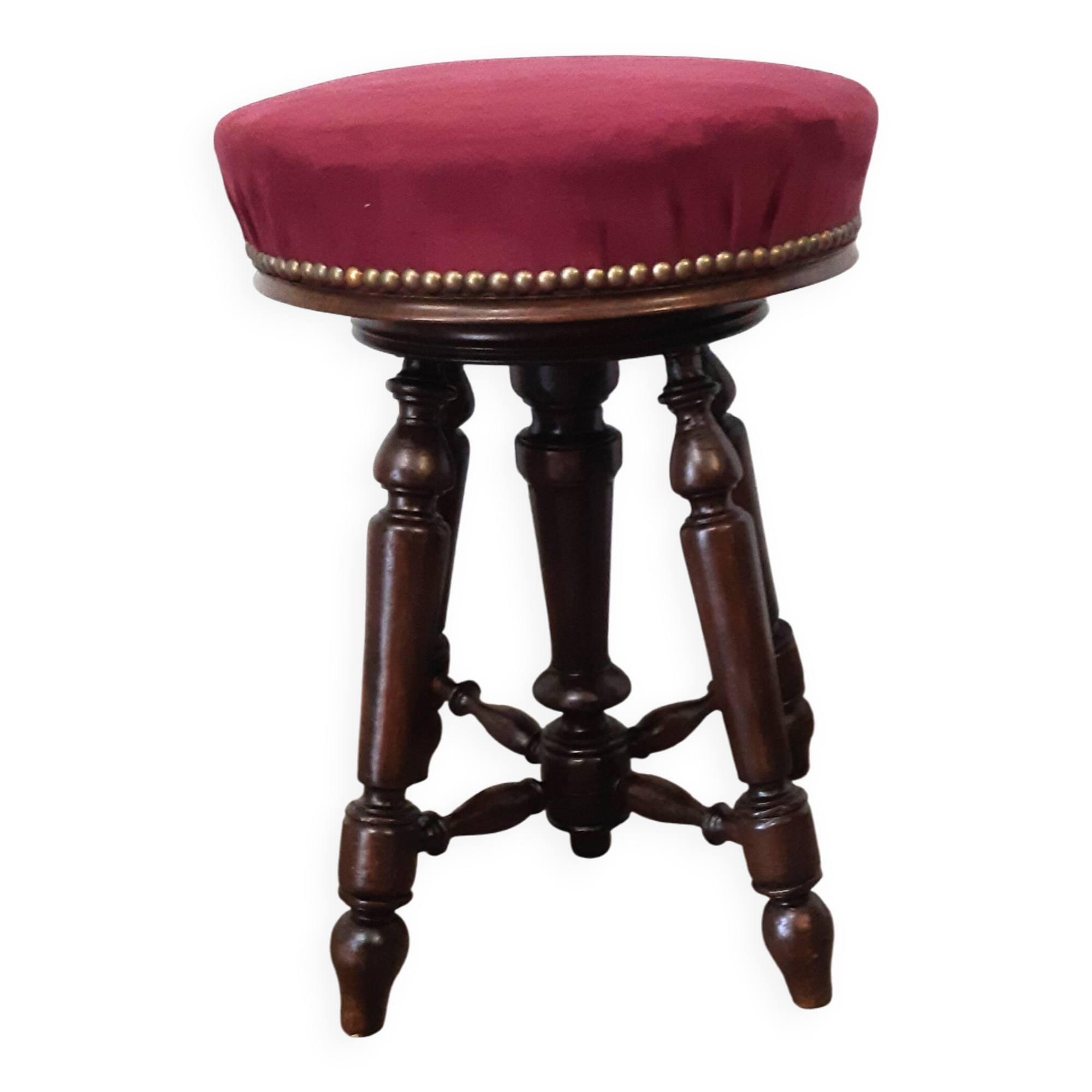 Napoleon III piano stool with four turned legs, restored from the period