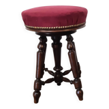 Napoleon III piano stool with four turned legs, restored from the period