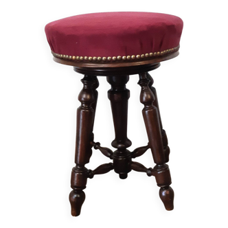 Tabouret de piano Napoleon III à quatre pieds tournés ,restauré d'époque