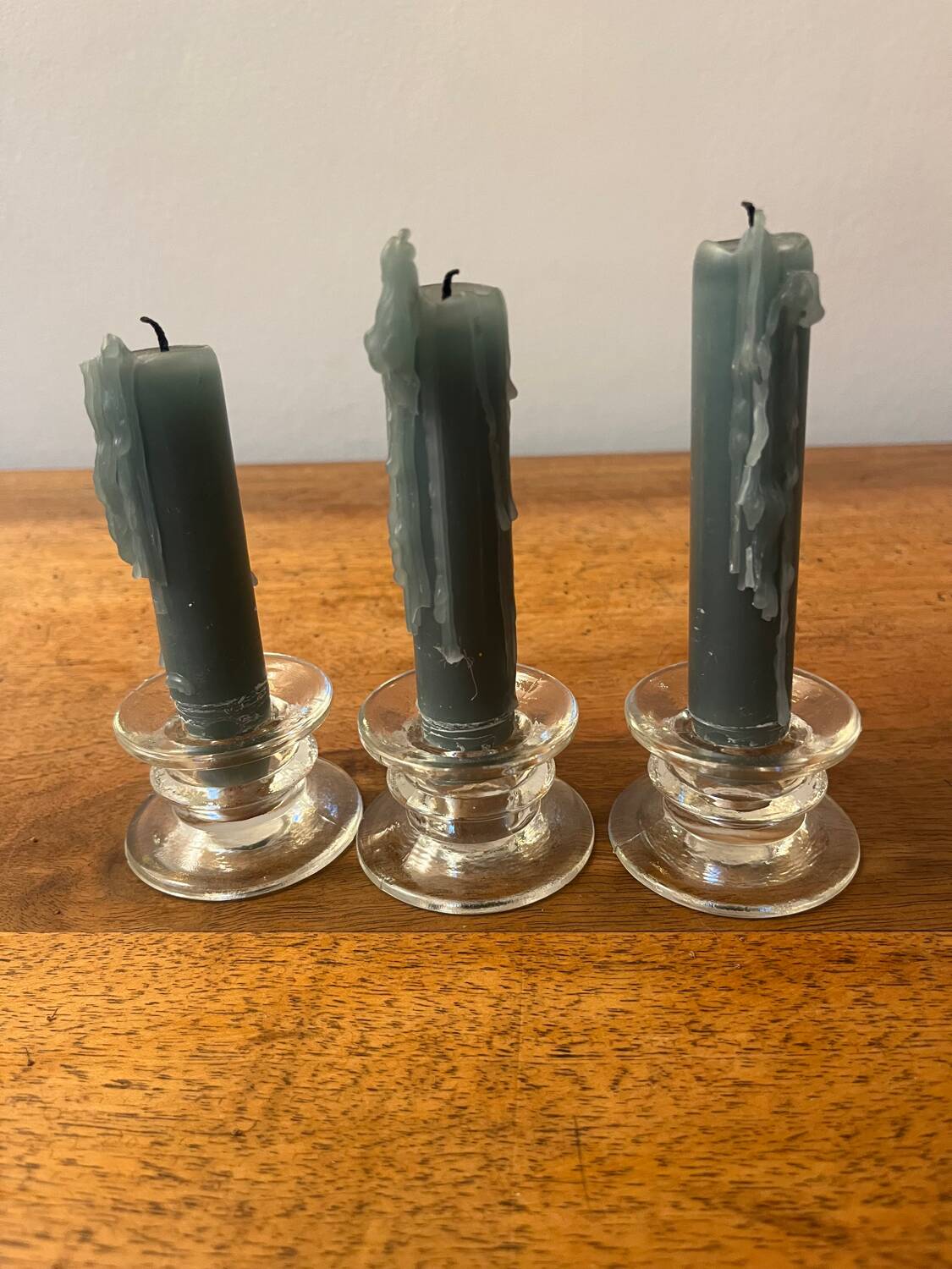 Lot de 3 bougeoirs en verre