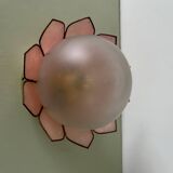 Vintage pink mother-of-pearl wall lamp with frosted glass globe