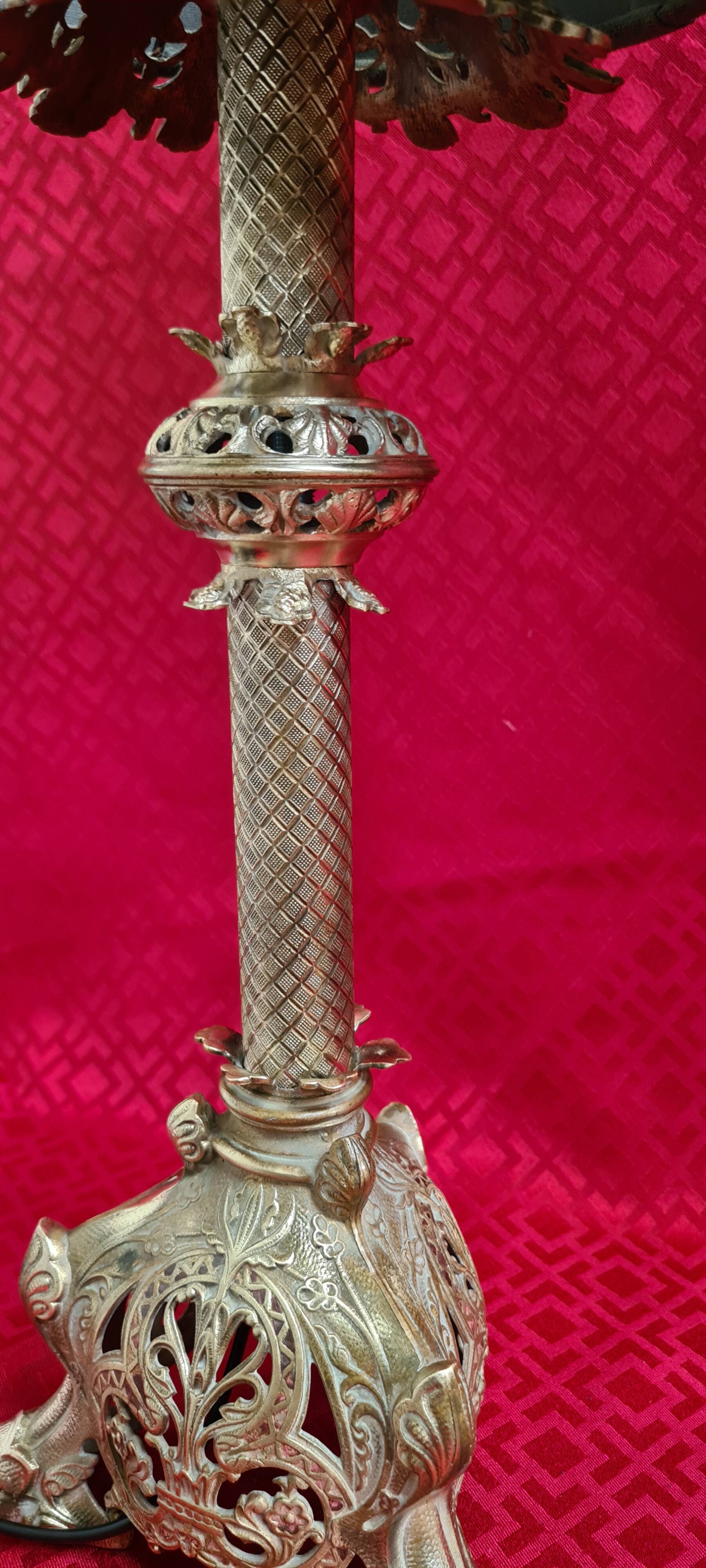 Pair of 18th century chiseled bronze lamps