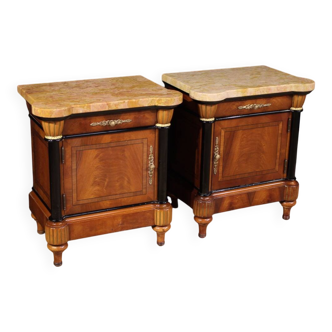 Pair of 20th-century Italian bedside tables with marble top