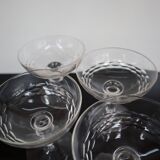 4 coupes à champagne en verre ciselé, XXème