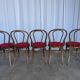 Set of 8 Vintage Bentwood Bistro Chairs: Red Upholstery