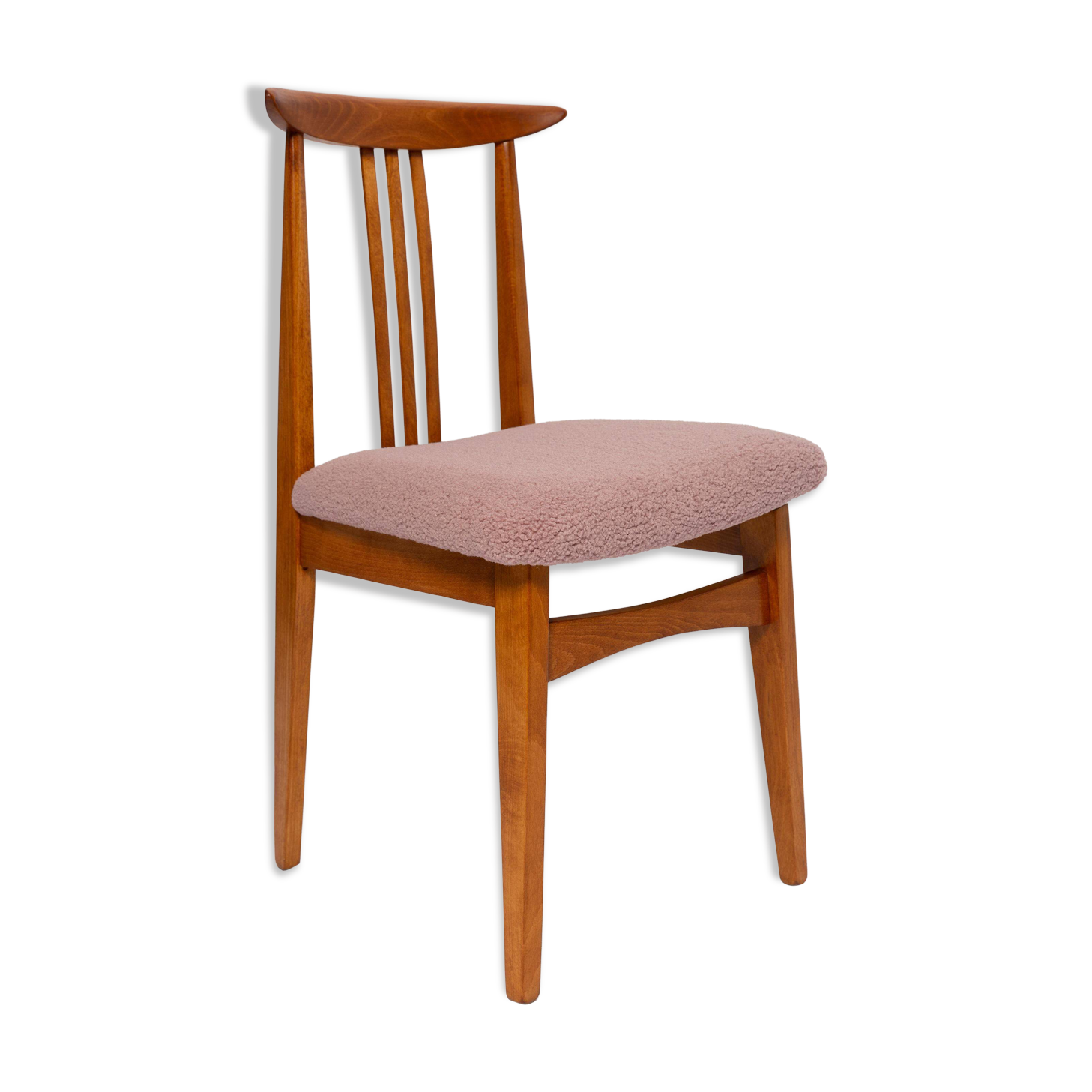 Powder pink boucle chair from the mid-century by M. Zielinski, Europe, 1960s.