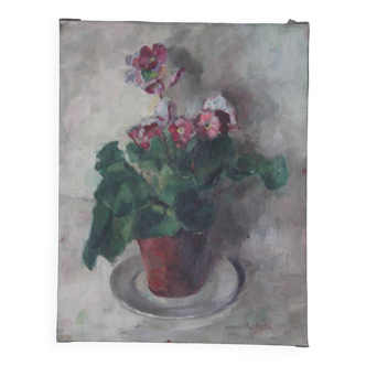 Oil on canvas primroses