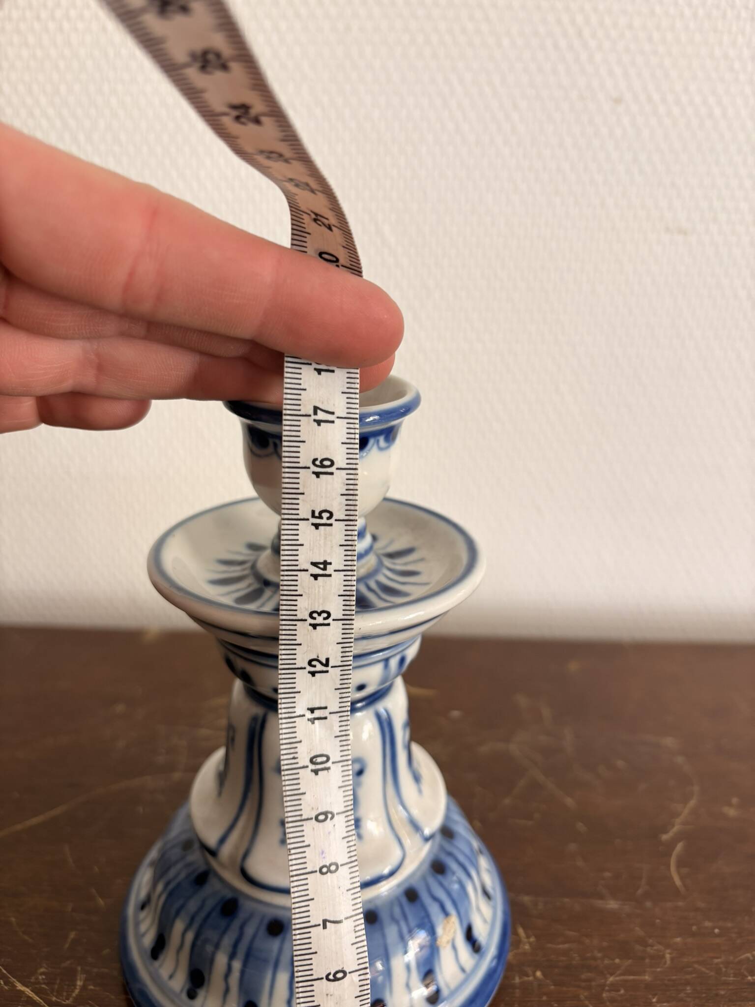 Vintage Russian Blue Ceramic Candle Holder Gjel Handmade