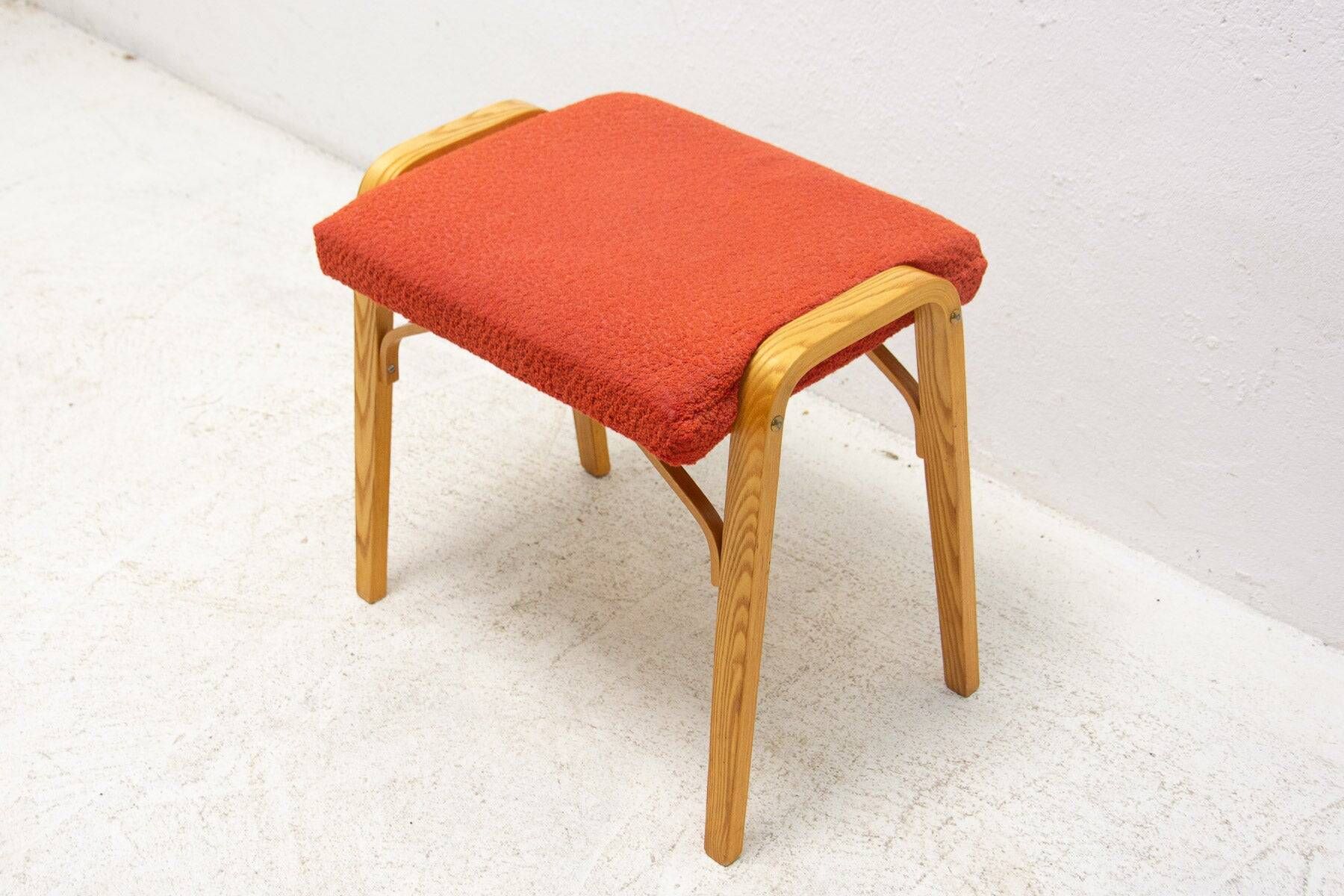 Mid-century bentwood stool by Dřevopodnik Holešov, wooden seating, 1970s