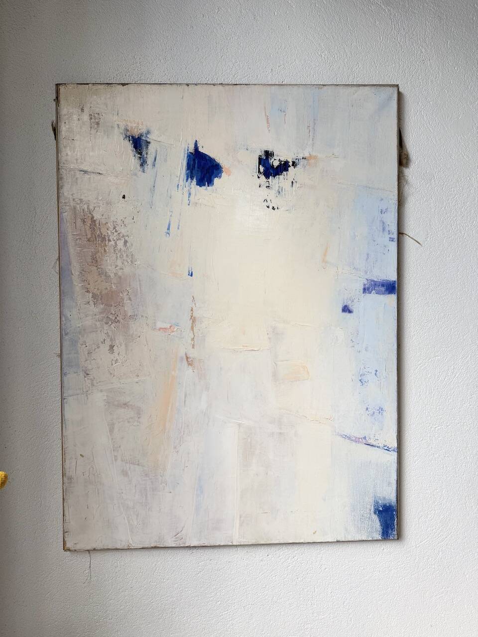 Toile abstraite blanche, peinture à l’huile XXème