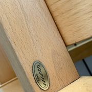Vintage blonde wood two-seater bench by Baumann