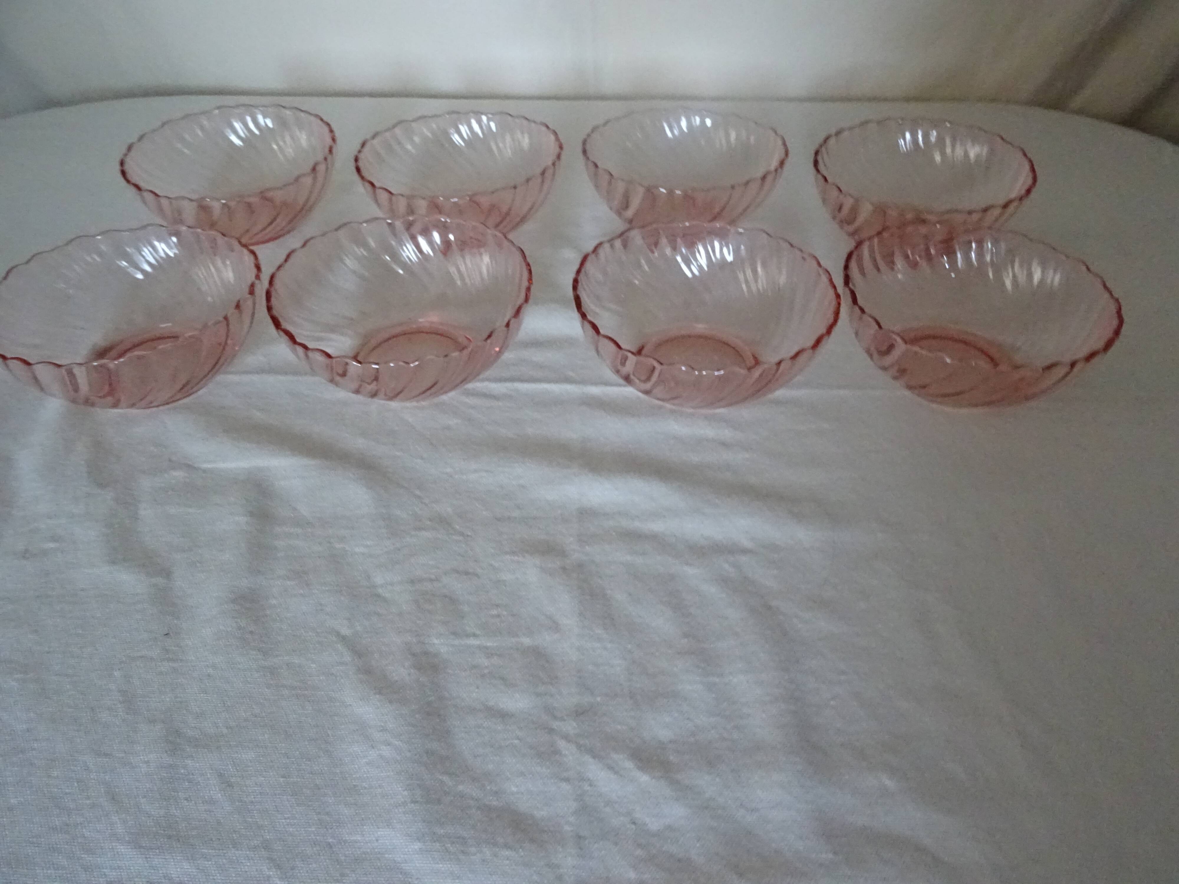 8 cups ARCOROC ROSALINE vintage twisted pink 358112