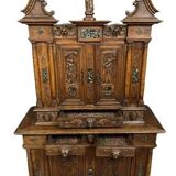 Attribué à La Maison Ribaillier : Cabinet Bellifontain en chêne et marbre