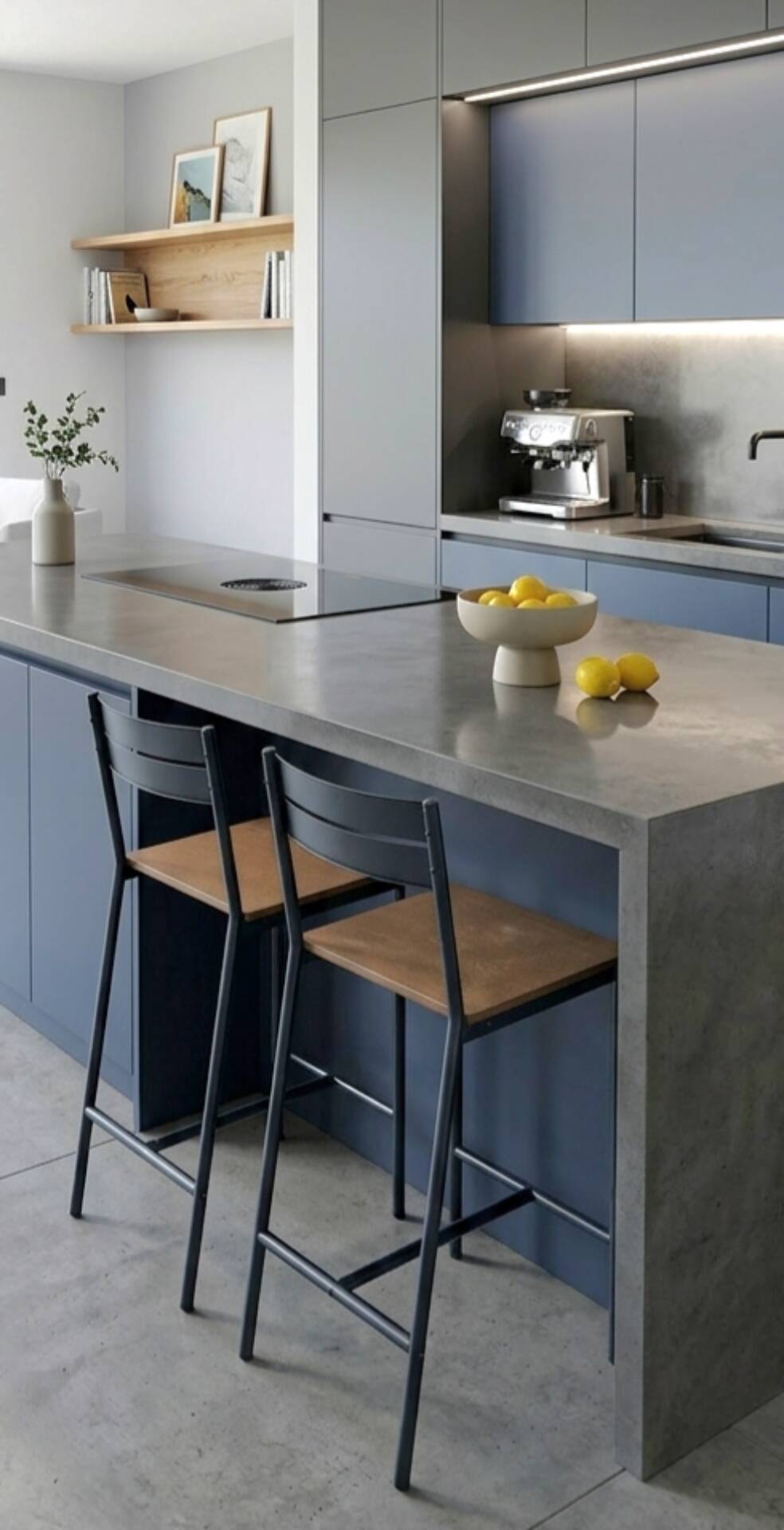Paire de tabourets de bar design industriel - Métal noir et bois