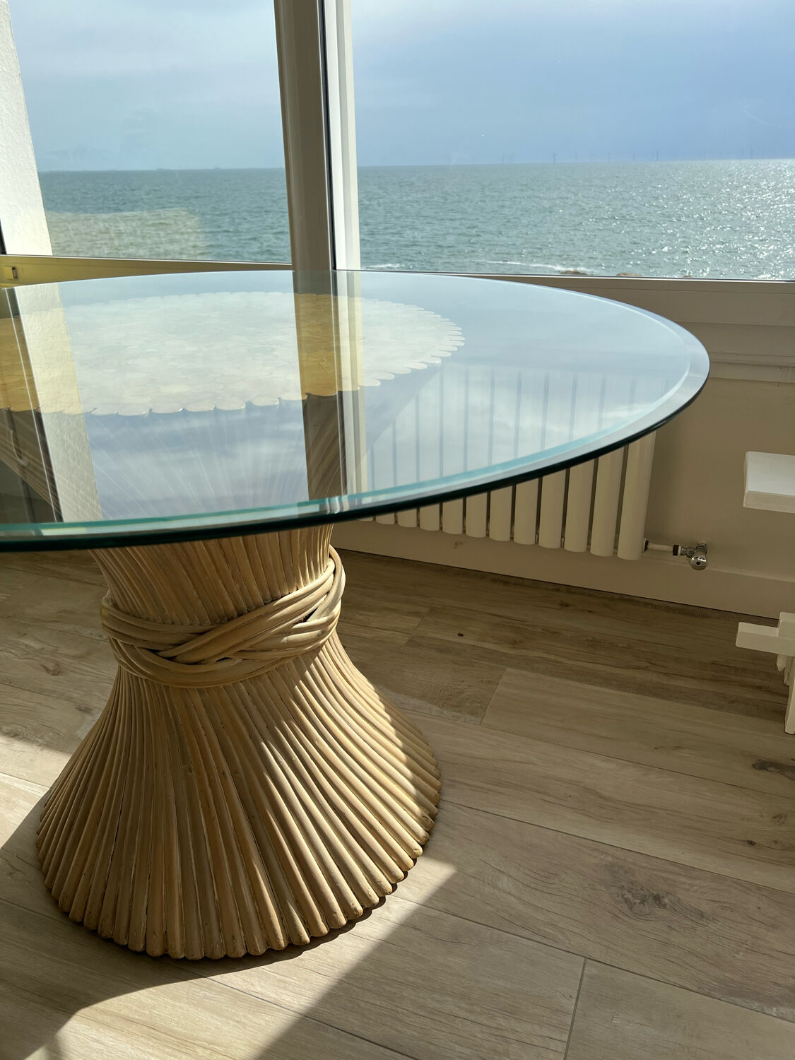 Bamboo and glass table