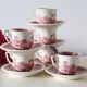Set of 6 coffee cups and saucers, Villeroy & Boch, Rusticana rose model