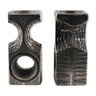 Pair of candlesticks olav joa brutalist cast steel