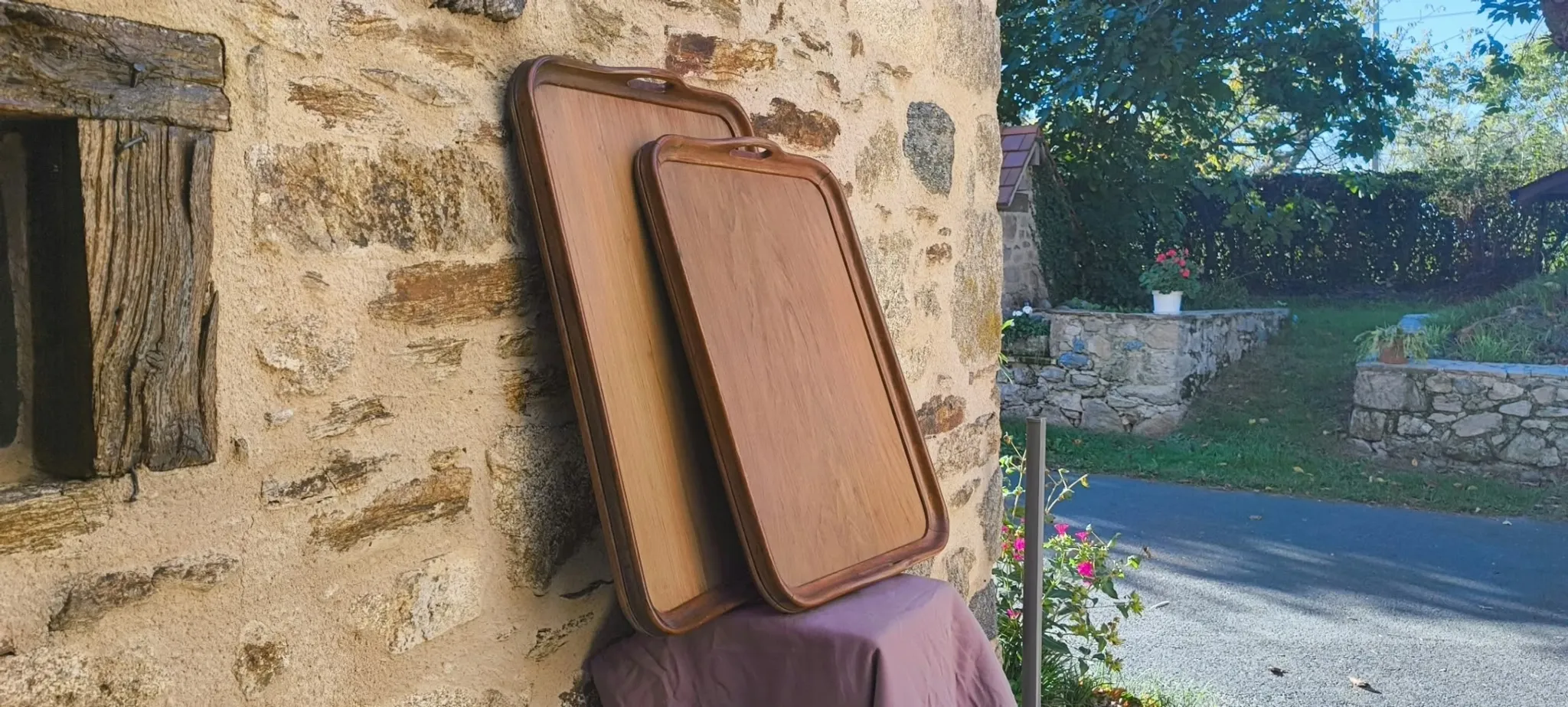 Large Art Deco wooden trays 1940 France