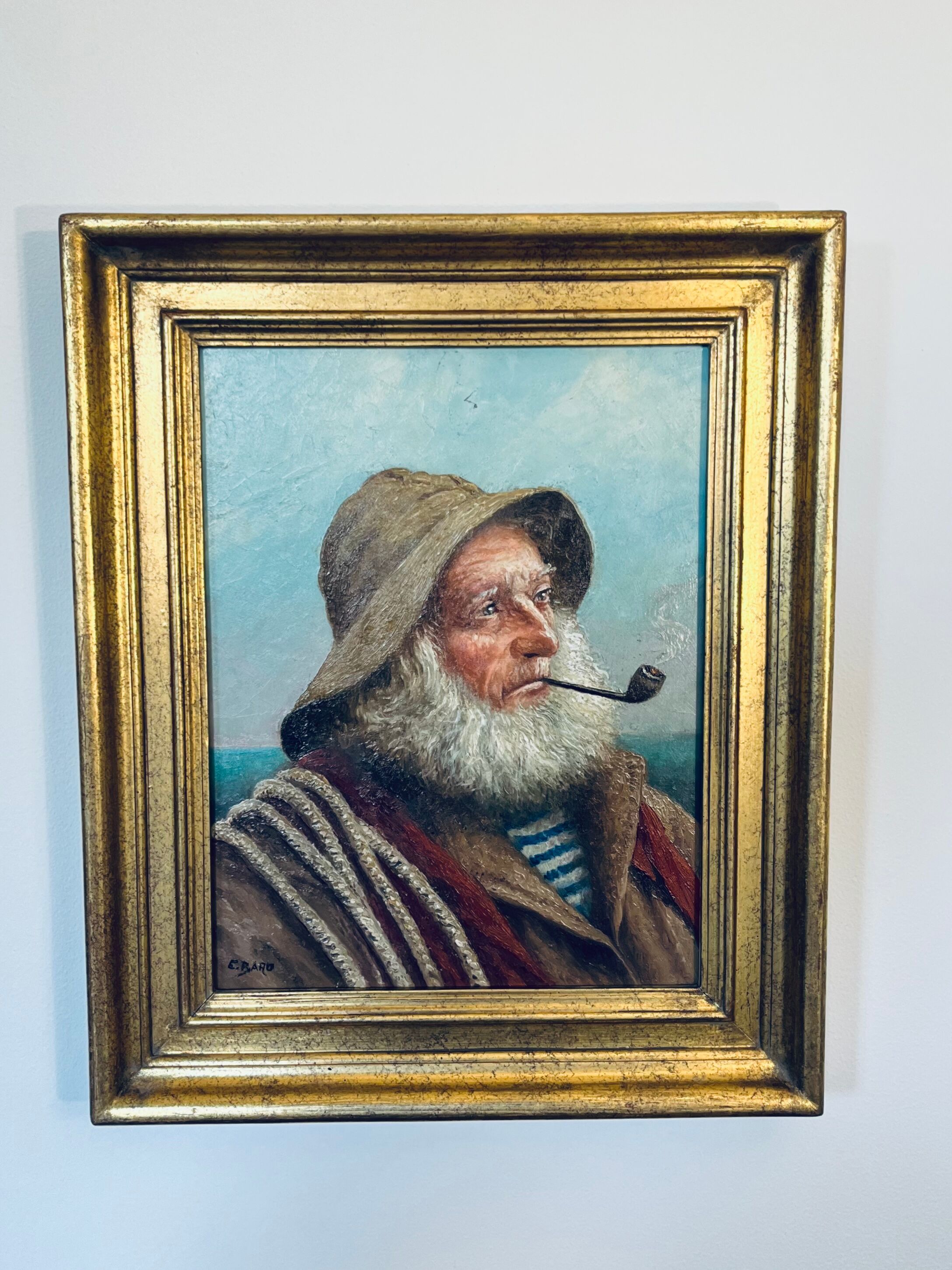 Painting signed E. Baro (Léon Noireaut), pipe sailor