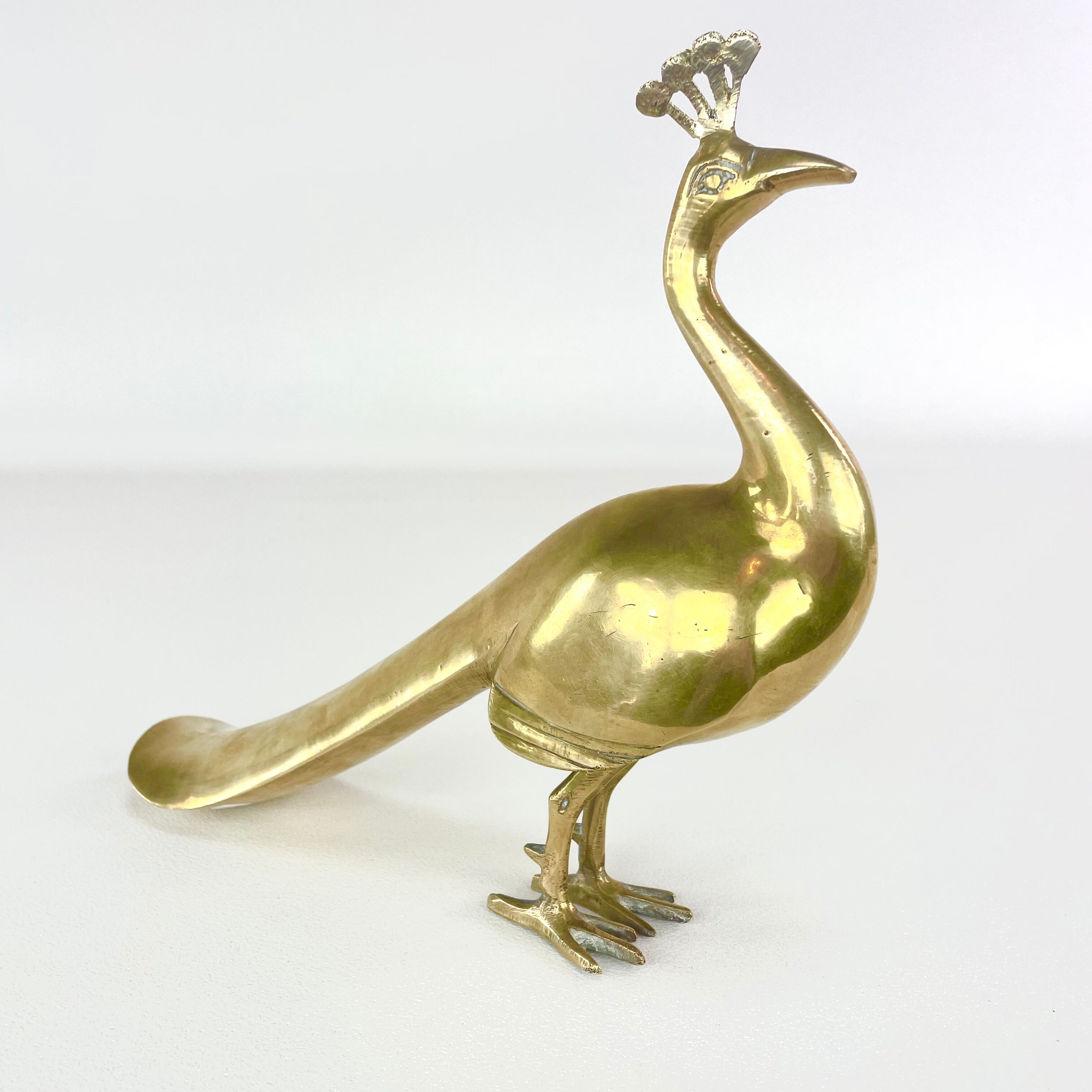 Brass peacock, mid-century