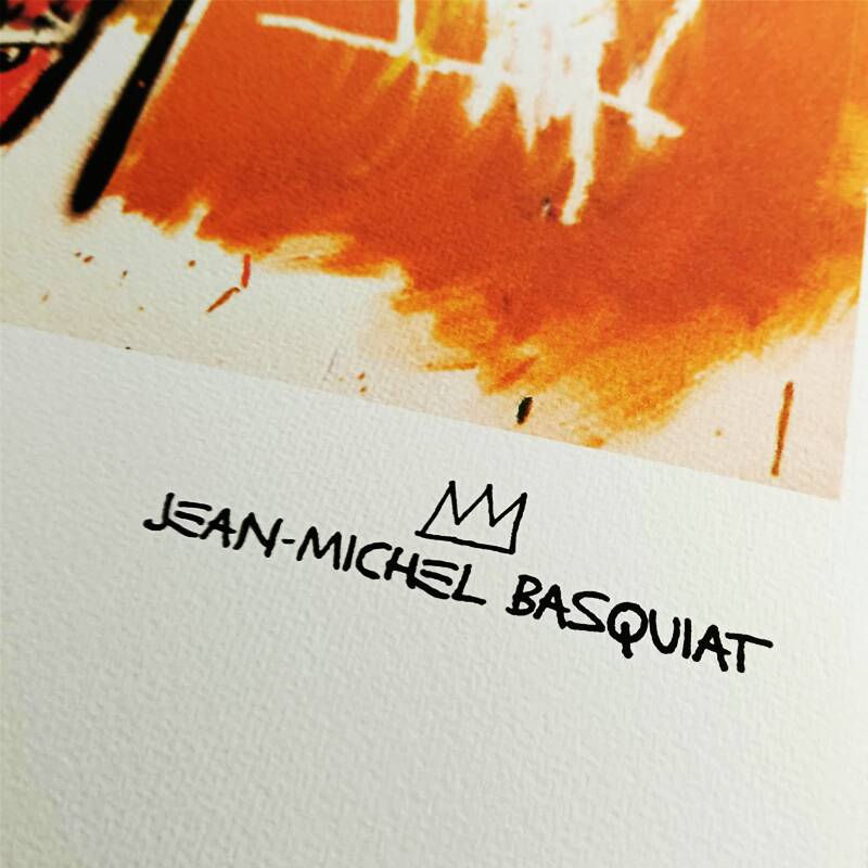 Limited edition lithograph by Jean-Michel Basquiat from the 1990s, numbered in pencil.