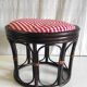 Rattan stool and fabric cushion – 80s/90s
