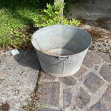 Large vintage steel handle basin