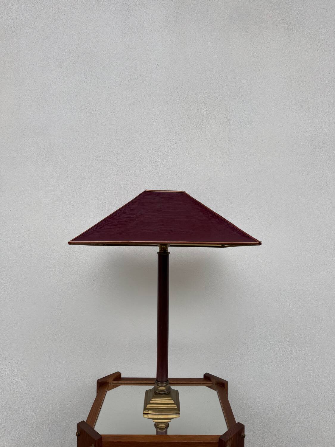 Large teak and bronze lamp from the 1970s