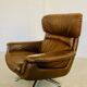 Vintage Danish mid-century leather swivel egg chair by Bramin 1970s