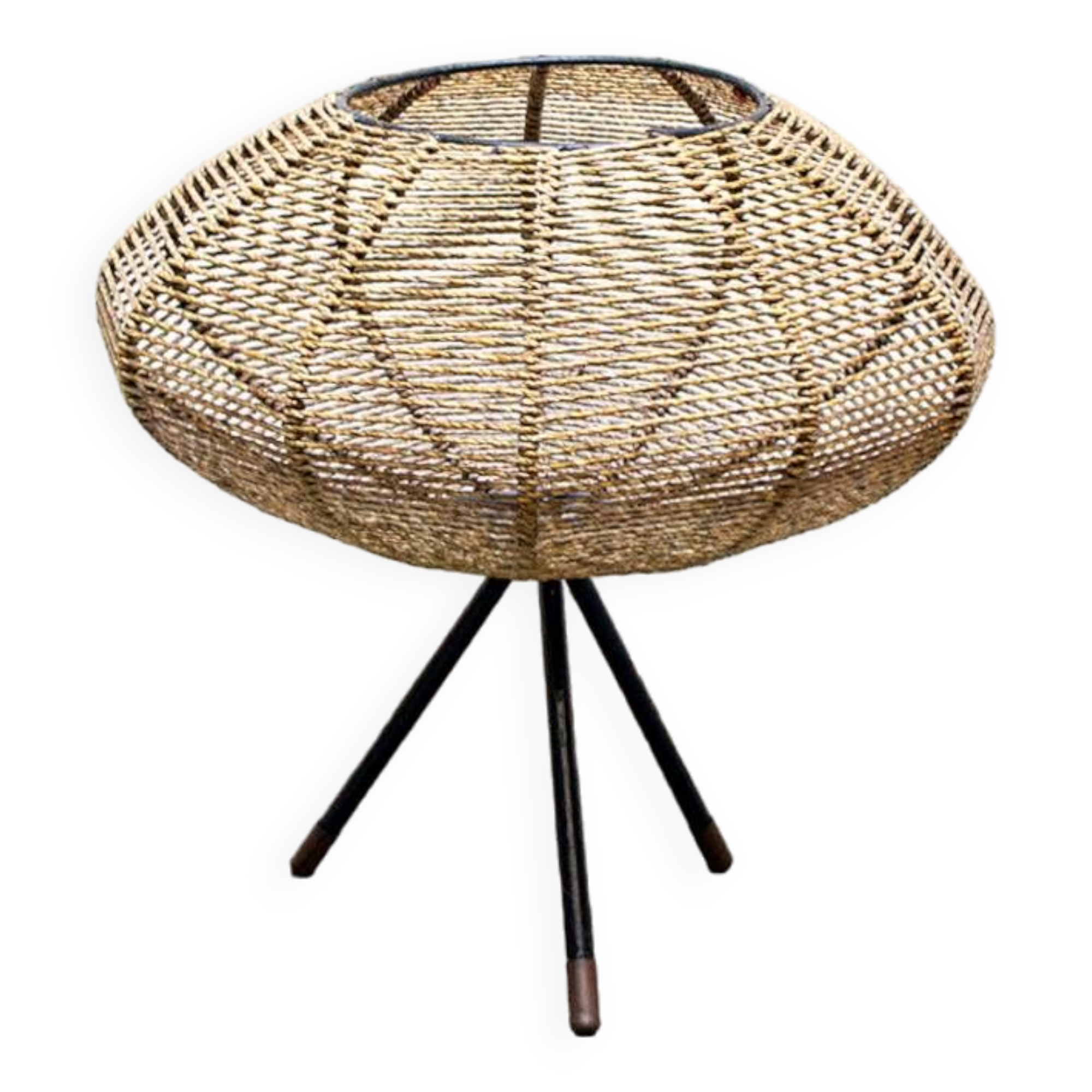 Porte-revues en fer et rotin Italie 1950